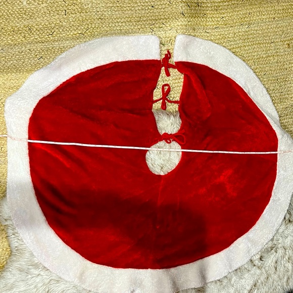 Santa fur Christmas holiday Tree skirt - Picture 1 of 6